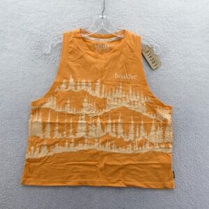 Locale Tank Top Women Medium Boulder Colorado Orange Forest Graphic Cotton Blend
